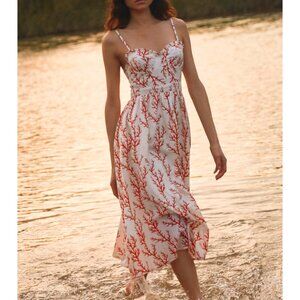 NWT Agua by Agua Bendita Acacia Arrecife Printed Coral Linen Dress